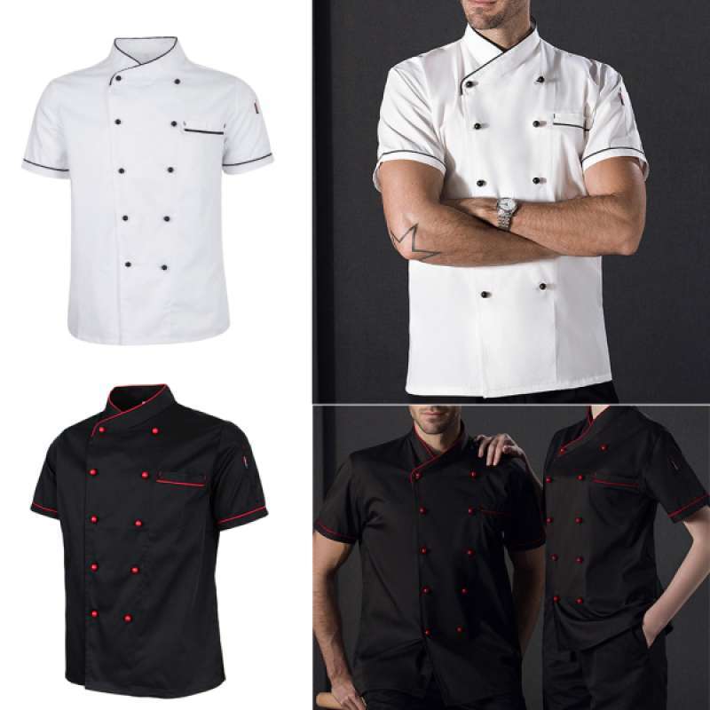 Jual 2 Pieces Chef Jacket Uniform Short Sleeve Hotel Kitchen Chefwear Cook  Coat Online Februari 2021 | Blibli