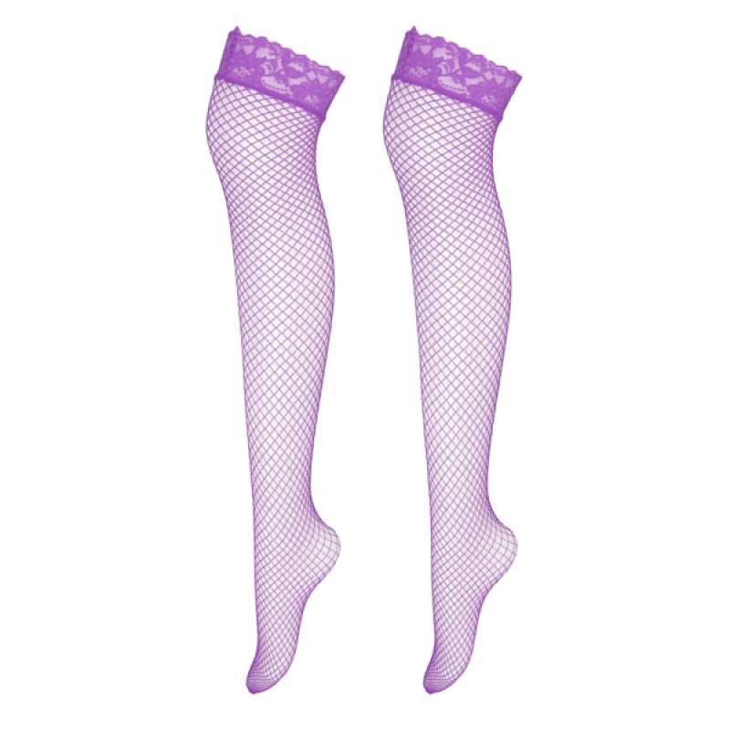 purple fishnet socks