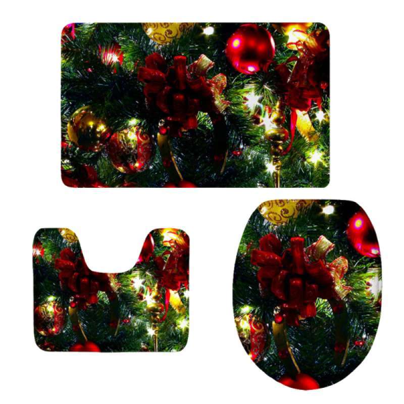 Jual Bathroom Rug Set Christmas Toilet Cover Lid Mat Christmas Xmas Party Decor Online Januari 2021 Blibli