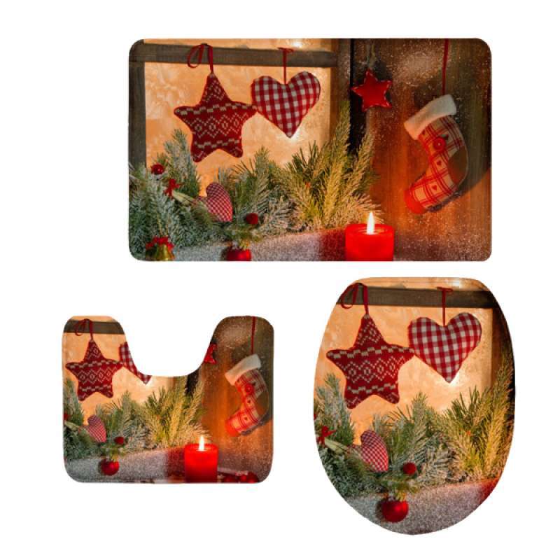 Jual Bathroom Rug Set Christmas Toilet Cover Lid Mat Christmas Xmas Party Decor Online November 2020 Blibli Com