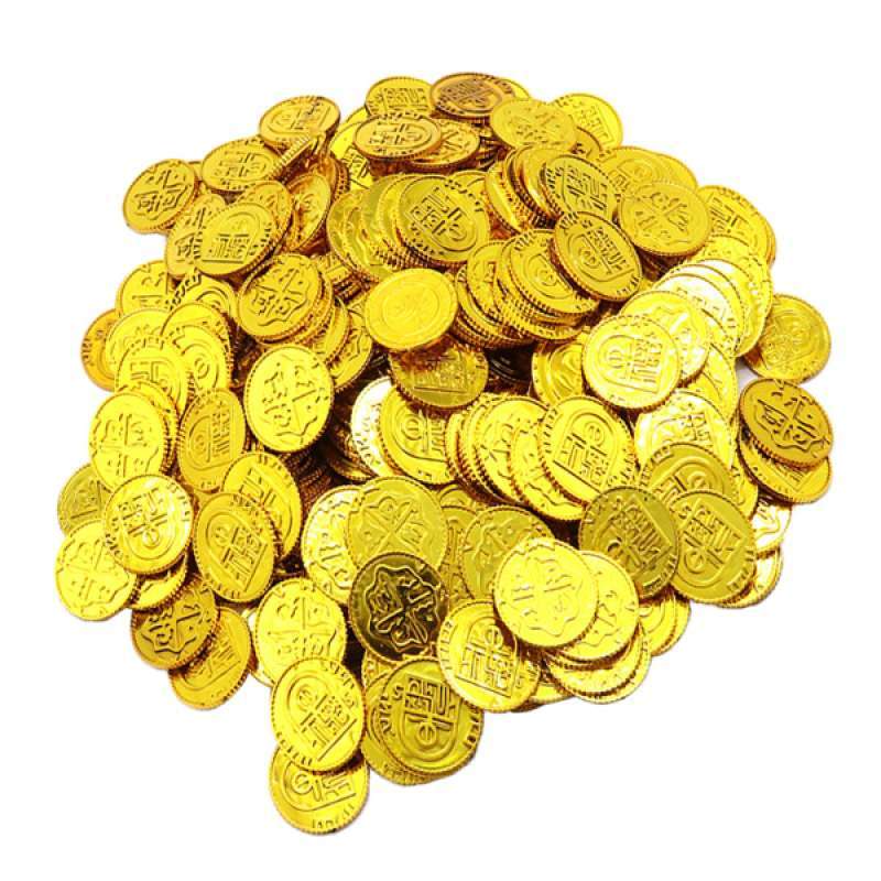 100pcs plastic pirate treasures loot coins filler toy 