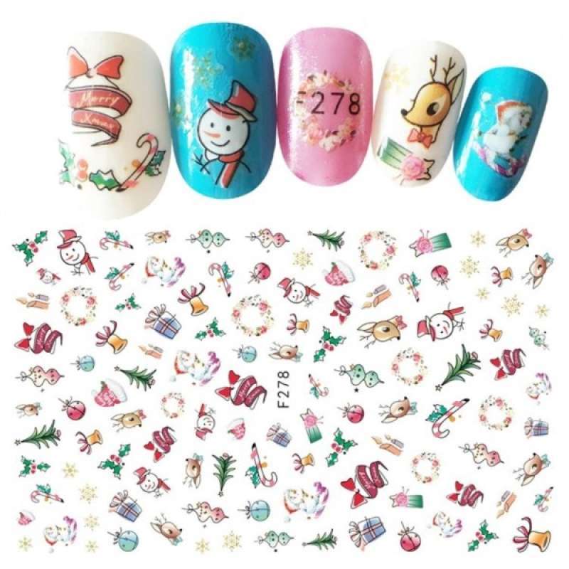 Jual 10 Pcs Nails Decoration Christmas Elk Santa Claus Flowers Nail Art Stickers Online Februari 2021 Blibli