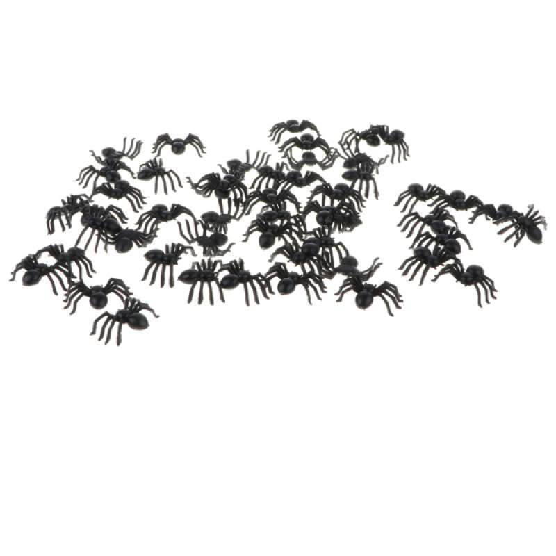 50pcs Plastic Insects Spider Model Kids Educational Tricky Toy Gifts Black 