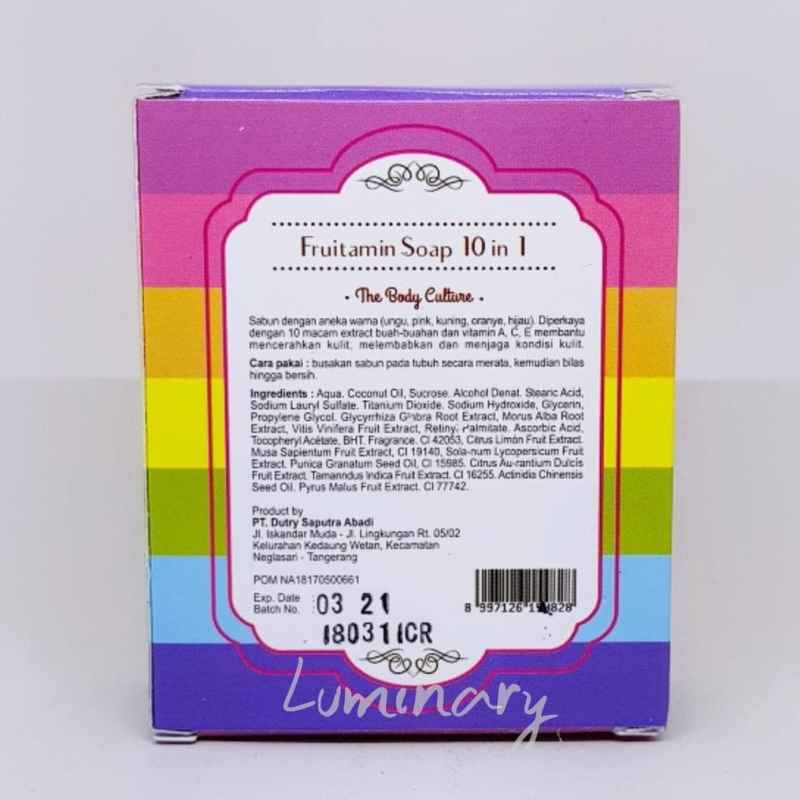 Promo Sabun Pemutih Badan Dan Muka Fruitamin Soap 10in1 Bpom The Body Culture Original Sabun Pemutih Wajah Fruitamin Soap 10in1 Sabun Kecantikan Pelangi Tha Di Seller Nurlaela Collection Kab Cirebon Jawa