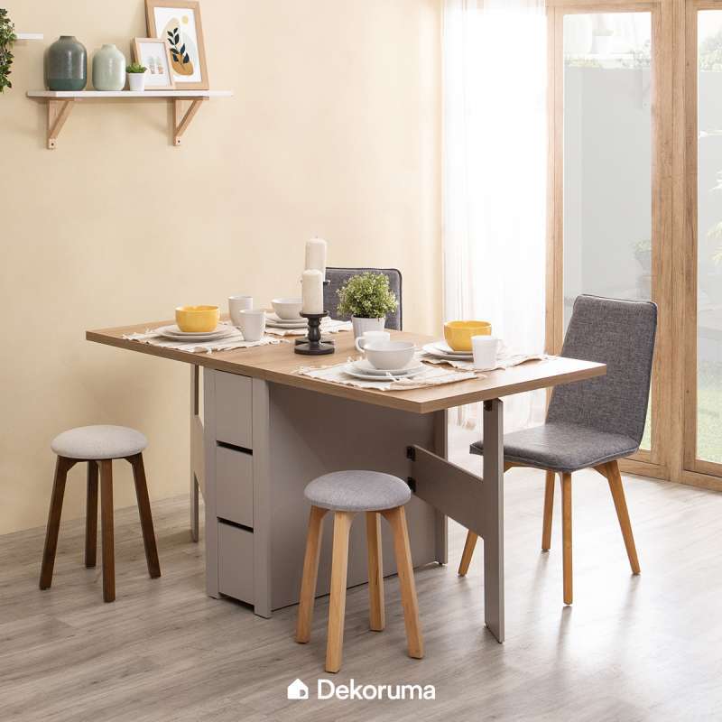 Jual Dekoruma Yver Meja Makan Minimalis Kayu Lipat Multifungsi Transformer Dengan Laci Serbaguna Dining Table Terbaru Juli 2021 Blibli