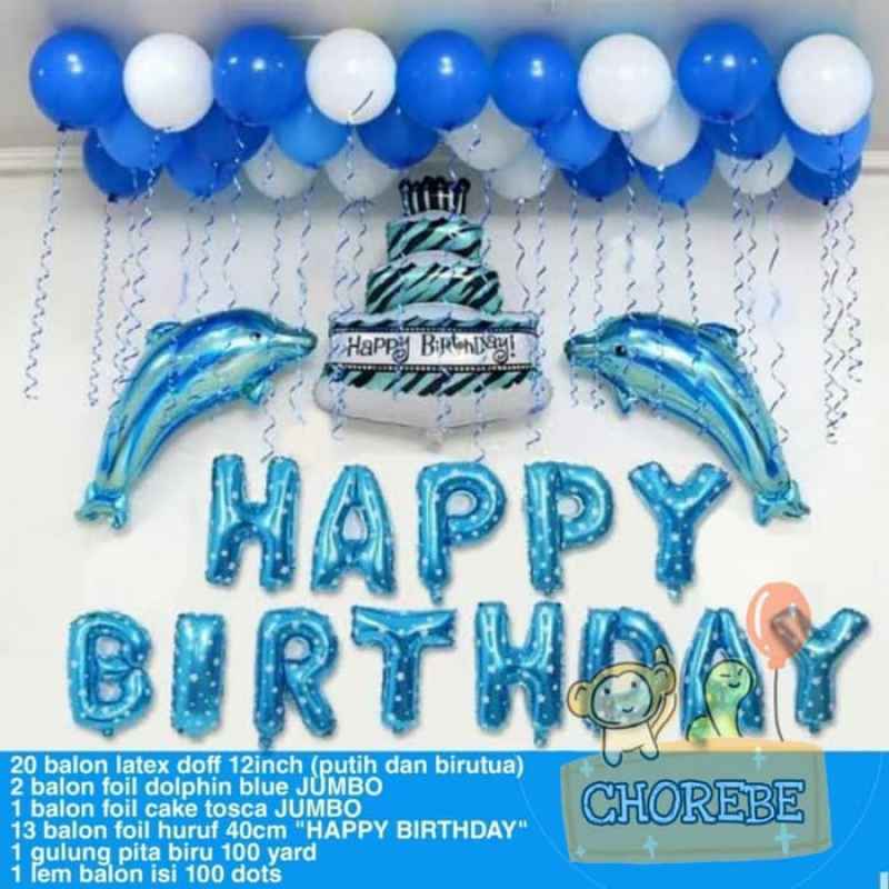Jual Paket Dekorasi Balon Ulang Tahun Happy Birthday Tema Lumba Lumba Biru Online Februari 2021 Blibli 40 inch huruf besar helium balon. paket dekorasi balon ulang tahun happy birthday tema lumba lumba biru
