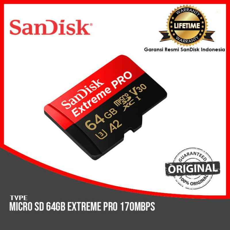Jual Sandisk Extreme Pro A2 Micro Sd 64 Gb Memori Hp Plus Adapter 170mbps Memory Card Microsd 64gb Original Online November 2020 Blibli