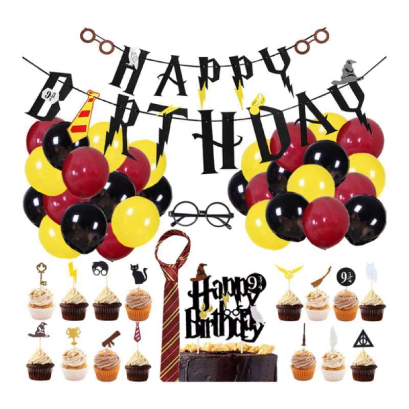 magician potter themed birthday banner cake topper balloon party decorations