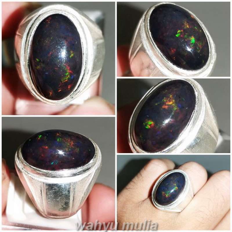 Jual Batu Natural Kalimaya Black Opal Ring Perak Kode 2254 Online Januari 2021 Blibli
