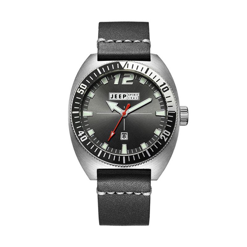 Jeep JPS50202 Leather Men's Watch - Black Silver