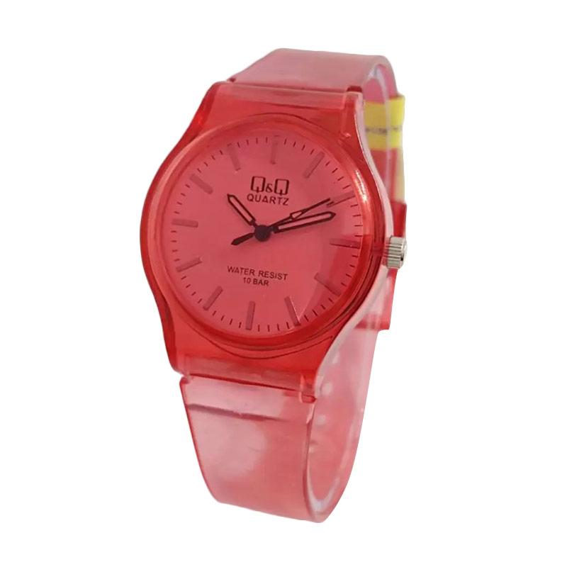 Q&Q 1 Tali Karet Bening Jam Tangan Wanita - Merah