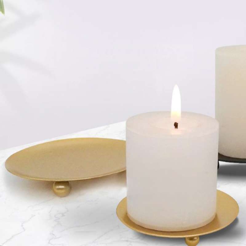 Jual Set Of 4 Iron Candle Holder Plate Candlestick Table Stand Christmas Decor Online April 2021 Blibli
