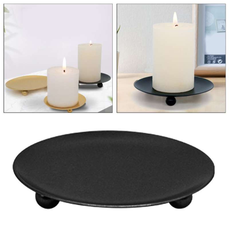 Jual Set Of 4 Iron Candle Holder Plate Candlestick Table Stand Christmas Decor Online April 2021 Blibli