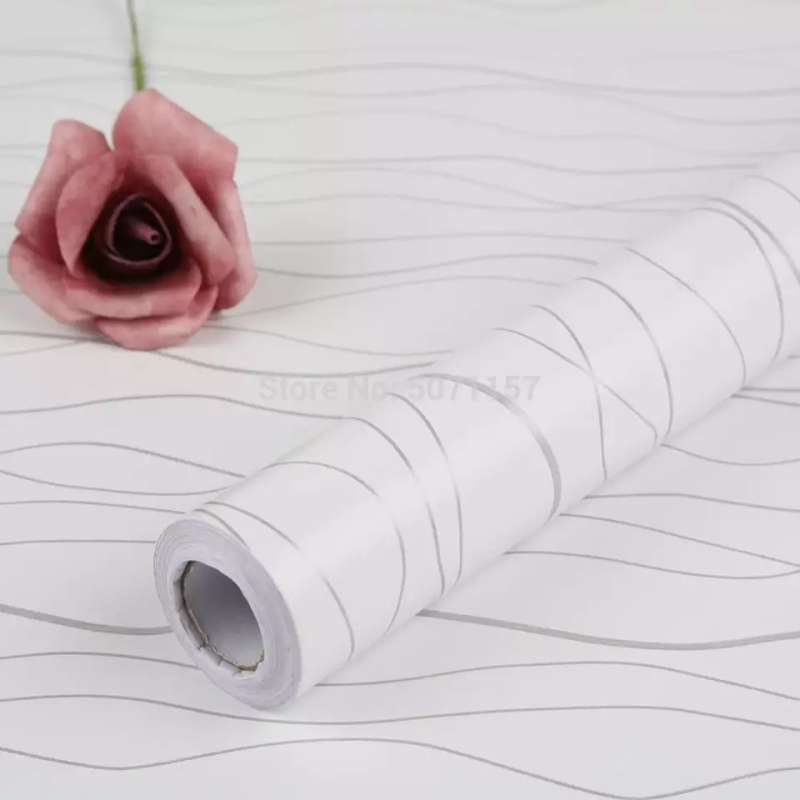 Jual Promo Murah Wallpaper Dinding Putih Salur Gelombang Silver 10 M X 45 Cm Terbaru Juni 2021 Blibli