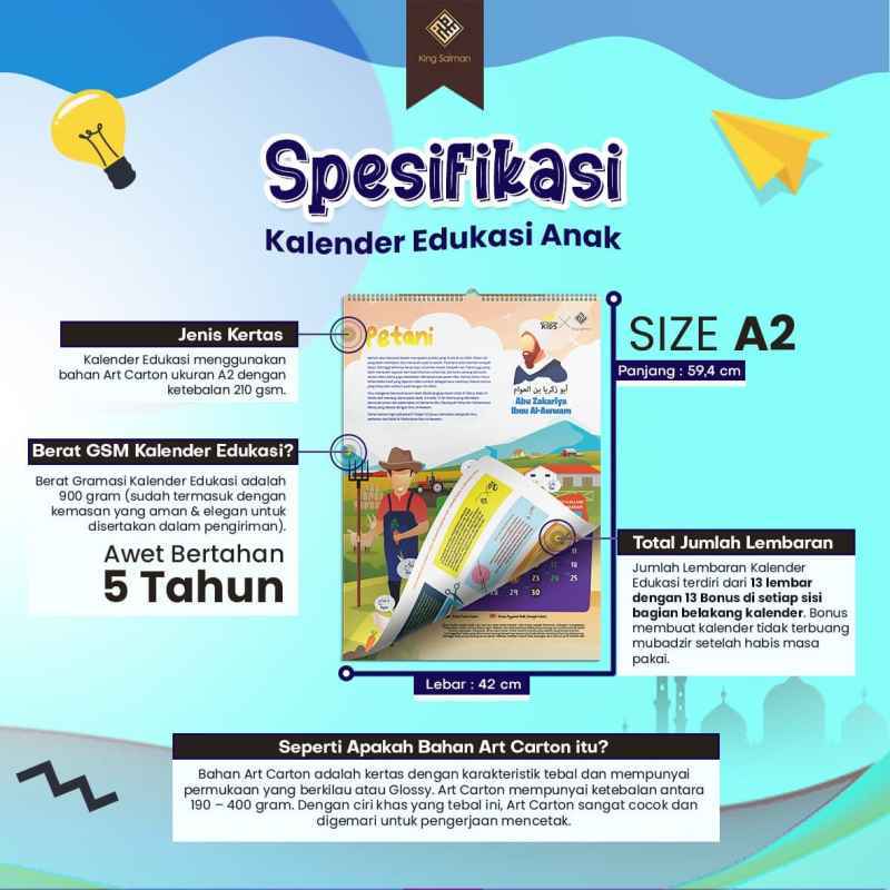 Jual Kalender Edukasi Anak King Salman Premium Online Januari 2021 Blibli