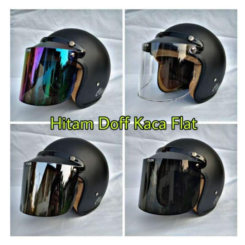 Jual Helm Retro Clasic Helm Bogo Dewasa Kaca Datar Hitam Doff Terbaru Juli 2021 Blibli