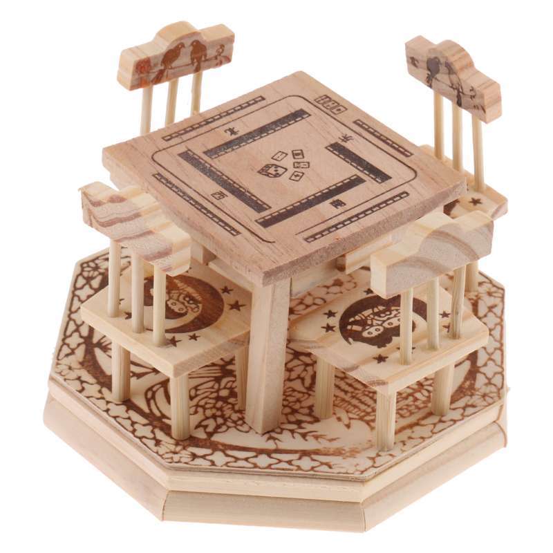 6Pcs Kids Play House Wooden Toy Mini Table Chair Furniture Set Pretend Game 