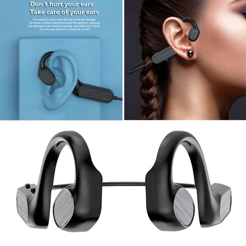 Promo Bluetooth 5.0 Bone Conduction Headphones Mic Open Ear Sport 