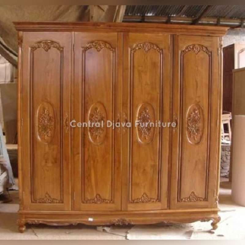 Jual Lemari Pakaian Mawar 4 Pintu Ukir Kayu Jati Almari Ukiran Asli Jepara Coklat Di Seller Central Djava Furniture Kab Jepara Jawa Tengah Blibli