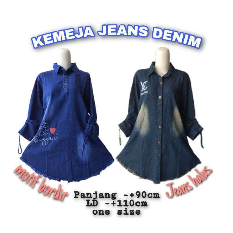 Jual Nj Kemeja Wanita Jeans Denim Busui Kerah Online Januari 2021 Blibli