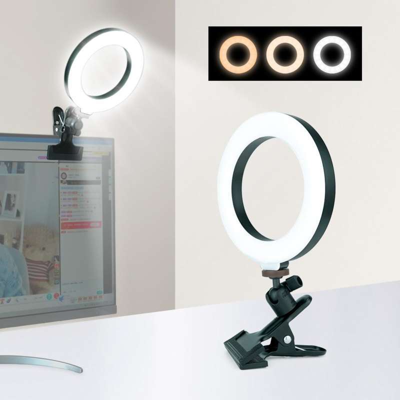 clip on light reading light led usb ring light 3 color modes eye protection book clamp desk lamp bed night light for computer laptop webcam zoom