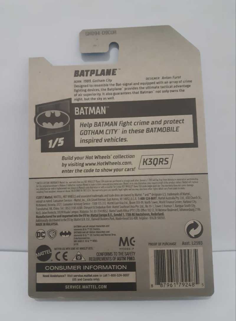 Jual Hot Wheels Hotwheels Us Card Factory Sealed Batplane Abu Abu Online Mei 2021 Blibli