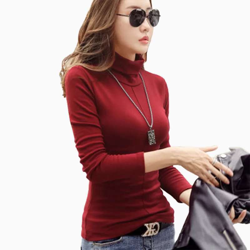 Jual Okechuku Munhi Kaos Leher Tinggi Gaya Korea Wanita Model Terbaru Murah Mei 2021 Blibli
