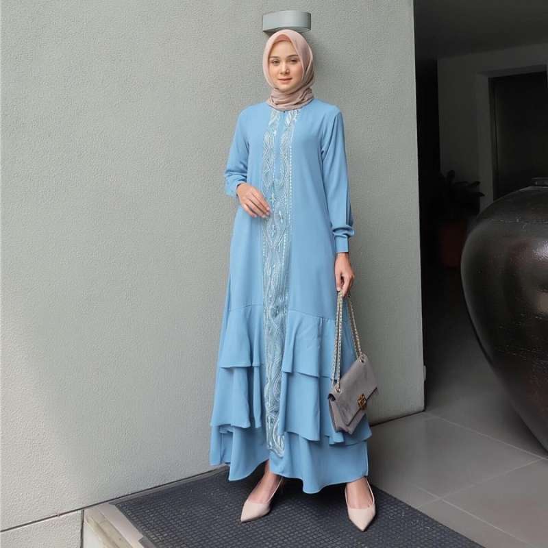 Jual Baju Gamis Syari Wanita Ranai Maxi Dress Terbaru Dress Wanita Terlaris 2021 Gamis Moscrepe Busui Bordir Blue Murah Mei 2021 Blibli
