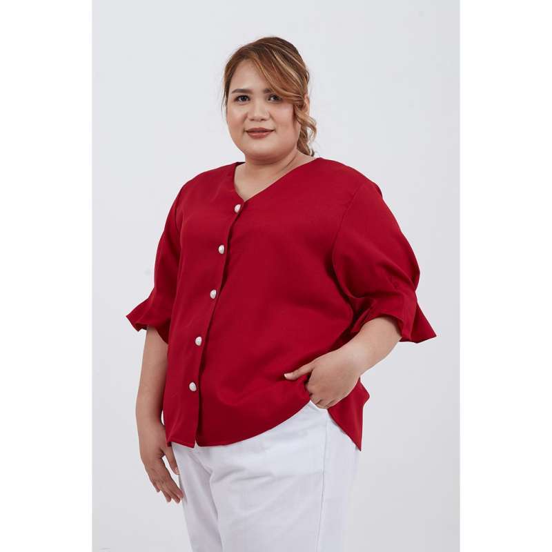 sorabel yf yunse plain v neck big blouse