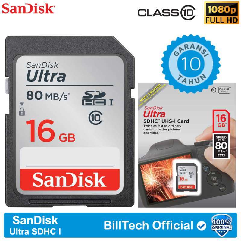 Jual Sandisk Ultra Sdhc Card Uhs I Class 10 Sdsdunc 16gb 80mb S Online April 2021 Blibli