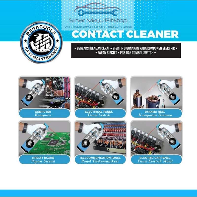 megacools contact cleaner 500 ml original spray pembersih komponen elektrik motherboard komputer kumparan dinamo dll