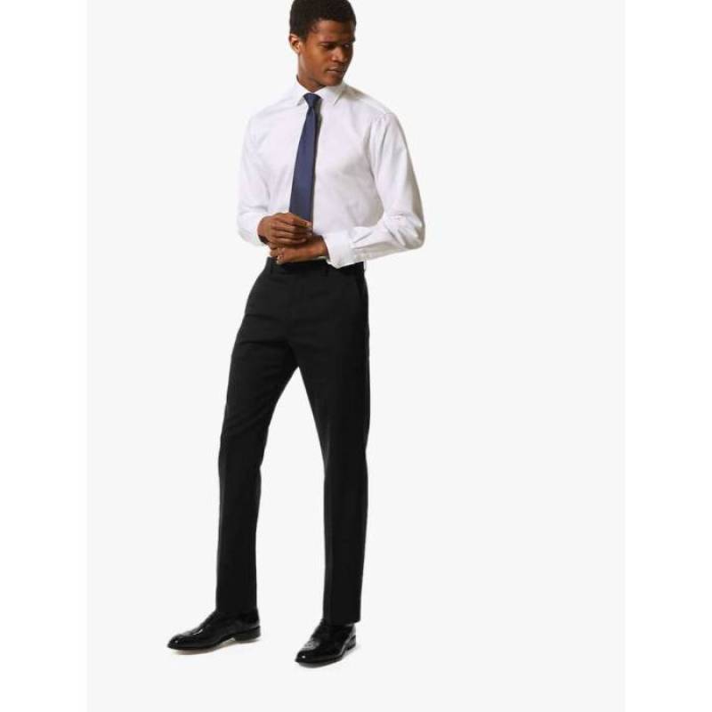 Black Textured Slim Fit Trousers 