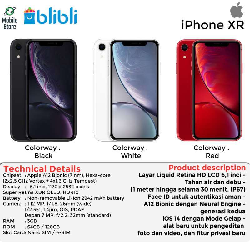 Iphone Xr 64gb Garansi Resmi Ibox Terbaru Agustus 2021 Harga Murah Kualitas Terjamin Blibli