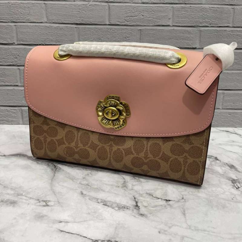 Coach parker tea top rose turnlock shoulder bag