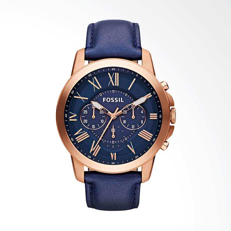 Fossil Strap Leather Jam Tangan Pria - Blue FS4835