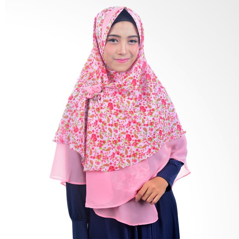 Jual Khimar Sifon Motif Jilbab Instant Soft Pink Online Harga