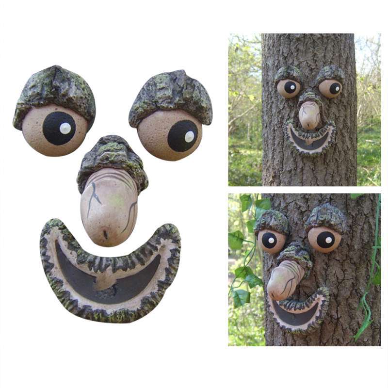 Promo Old Man Tree Faces Tree Hugger Bird Feeder Sculpture Statues 