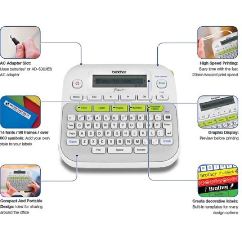 BROTHER PT-D210 PTouch Printer Label Barcode Original Garansi Resmi 3 Tahun