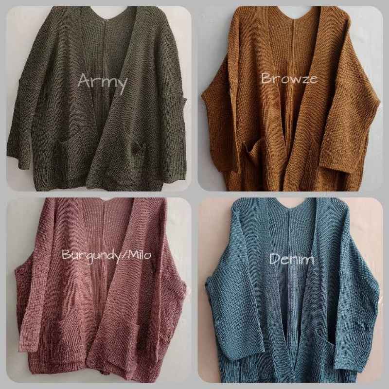 Cardigan rajut oversize burgundy clearance