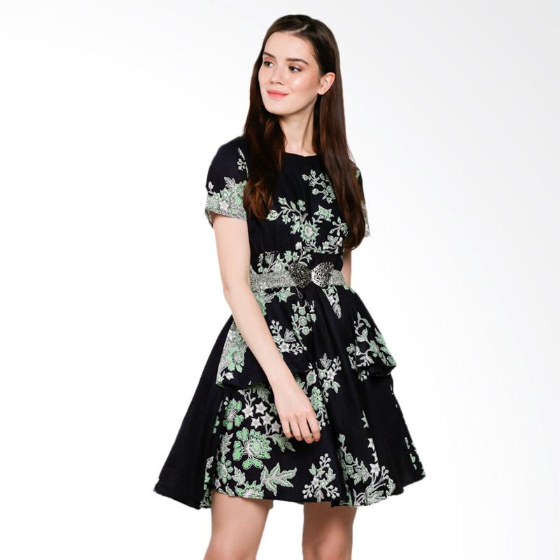 green and black cocktail dress