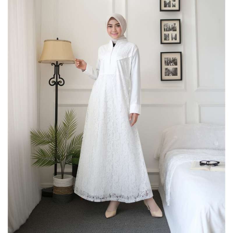 Promo Gamis Putih Wanita Gamis Brukat Baju Muslim Wanita Terlaris Di Seller Sentral Fashion Kab Subang Jawa Barat Blibli