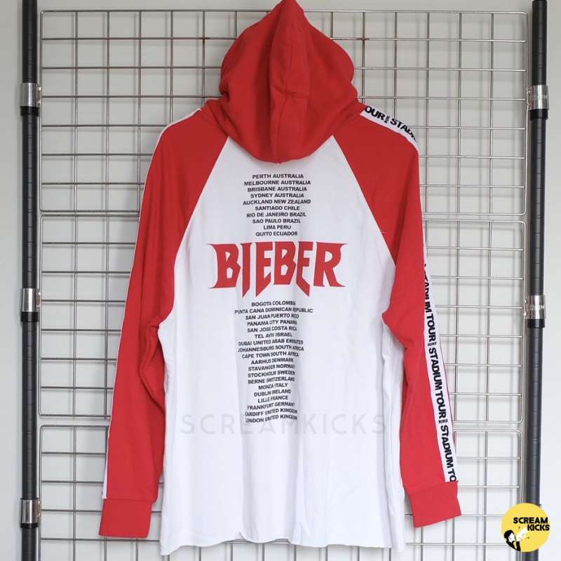 Jual Purpose Stadium Tour X H M Script Patch Hoodie Red White 2017