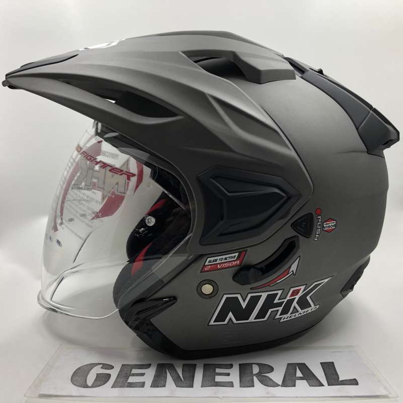 Jual Helm NHK PREDATOR CRYPTON Solid Polos Grey Doff Abu Dop