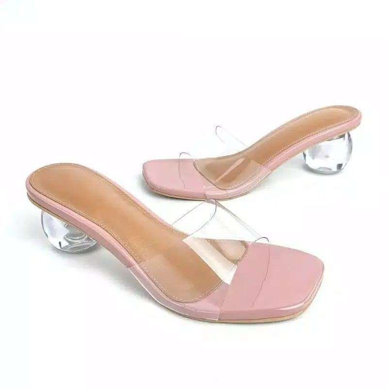 Promo Sandal hak kaca heels transparant 