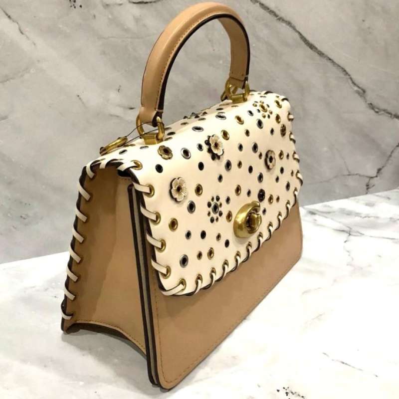 Jual COACH Parker Top Handle Chalk Multi with Scattered Rivets di