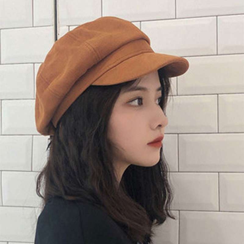 Promo Warm Solid Berets Hat Chain Flat 