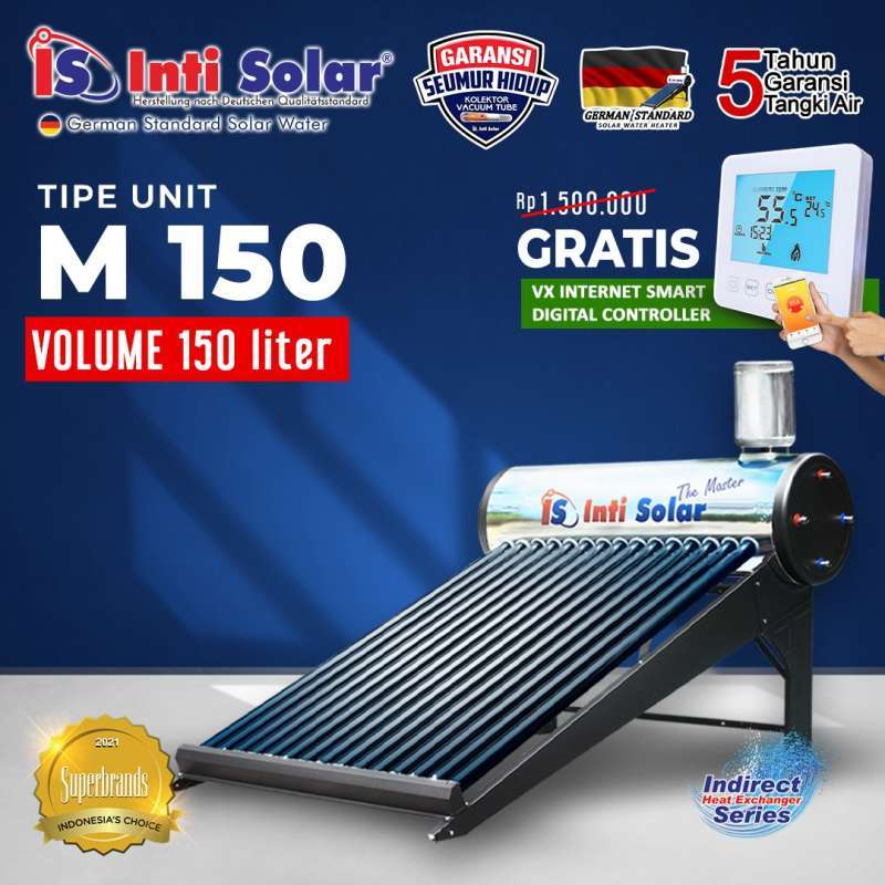 Promo Inti Solar The Master M15 150 liter Premium Solar Water Heater Diskon  10% di Seller Inti Solar Official Store - Inti Solar | Blibli