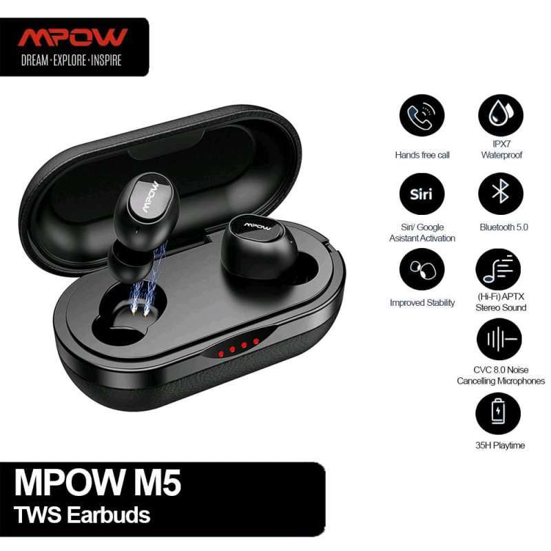Mpow M5 TWS True Wireless Erphone Bluetooth HiFi aptX Original