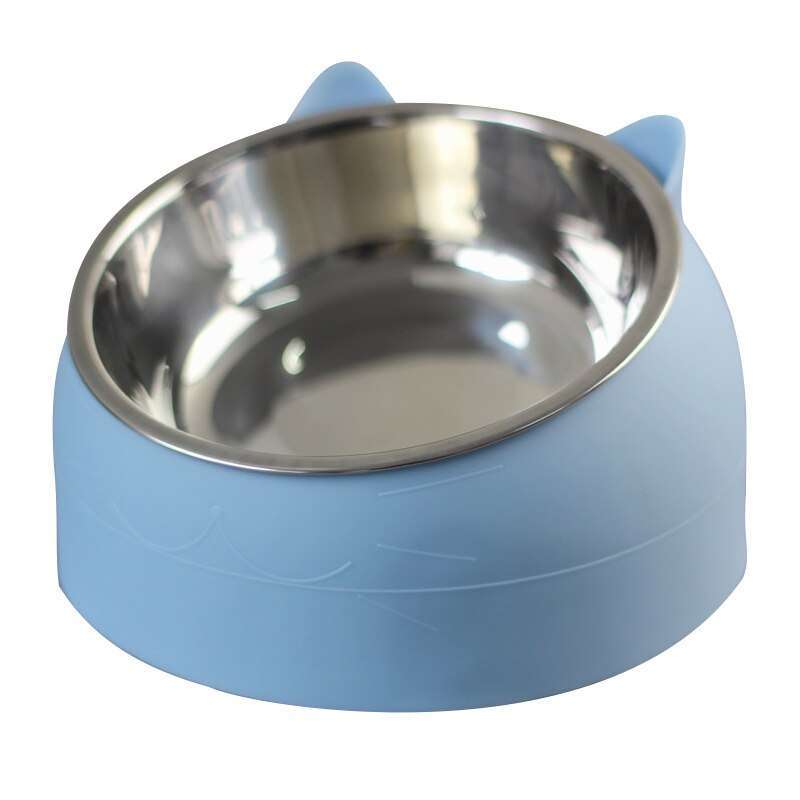 Cat Dog Bowl Tilted Stainless Steel Bowl Pet Feeder Non Slip-SIZE BIG