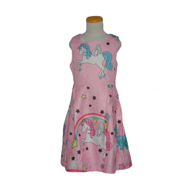 Jual Verina Baby Jacquard Motif Cute Unicorn Star Dress Anak